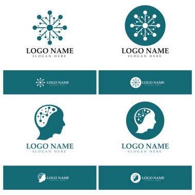 Neuron logo or nerve cell logo design,molecule logo illustration template icon with vector concept 