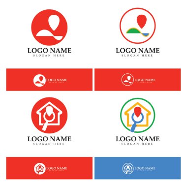 search find pin location maps GPS point logo design modern concept vector illustration