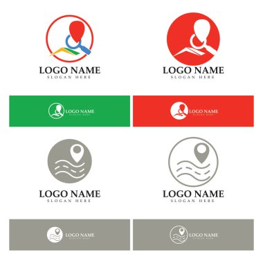 search find pin location maps GPS point logo design modern concept vector illustration
