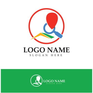 search find pin location maps GPS point logo design modern concept vector illustration