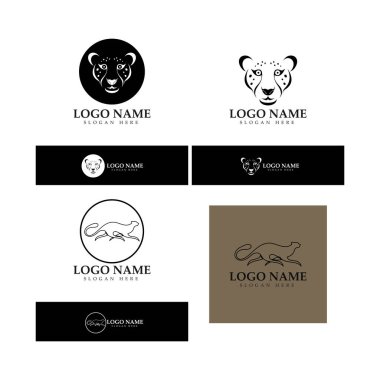 cheetah logo with flat silhouette and color packed with modern concept vector