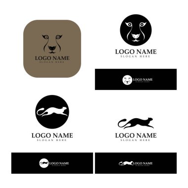 cheetah logo with flat silhouette and color packed with modern concept vector