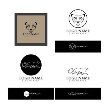 cheetah logo with flat silhouette and color packed with modern concept vector
