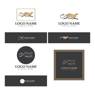 cheetah logo with flat silhouette and color packed with modern concept vector
