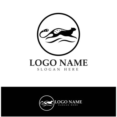 cheetah logo with flat silhouette and color packed with modern concept vector