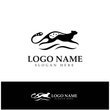 cheetah logo with flat silhouette and color packed with modern concept vector