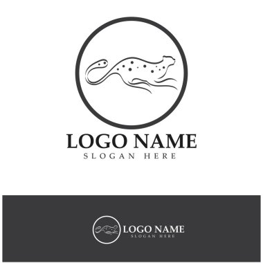 cheetah logo with flat silhouette and color packed with modern concept vector