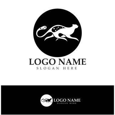 cheetah logo with flat silhouette and color packed with modern concept vector
