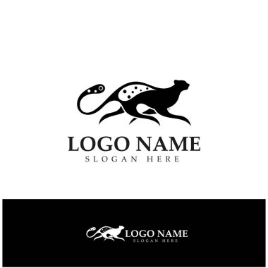 cheetah logo with flat silhouette and color packed with modern concept vector