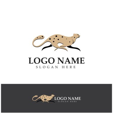 cheetah logo with flat silhouette and color packed with modern concept vector
