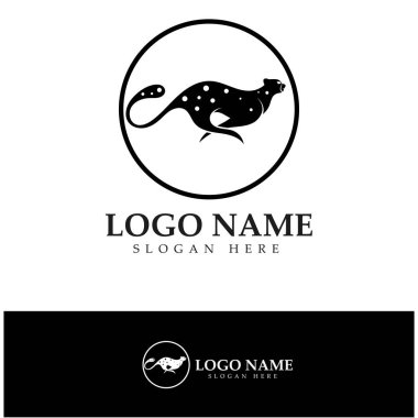 cheetah logo with flat silhouette and color packed with modern concept vector