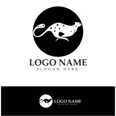 cheetah logo with flat silhouette and color packed with modern concept vector