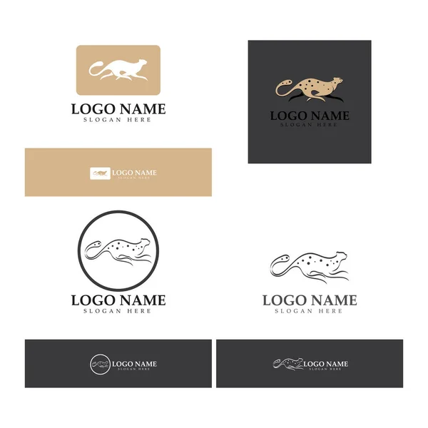 Cheetah Logo Flat Silhouette Color Packed Modern Concept Vector — Archivo Imágenes Vectoriales