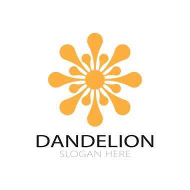 Dandelion flower logo with stem and leaves. Using modern vector concept design symbol icon illustration