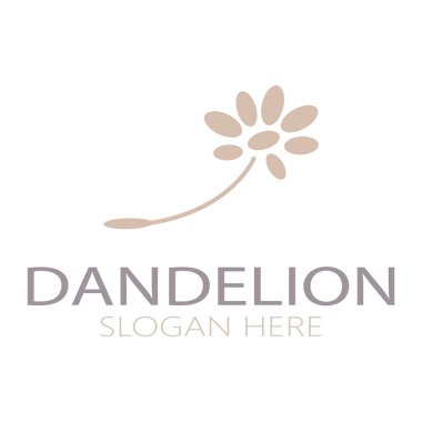 Dandelion flower logo with stem and leaves. Using modern vector concept design symbol icon illustration
