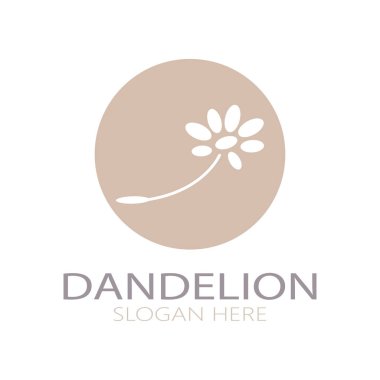 Dandelion flower logo with stem and leaves. Using modern vector concept design symbol icon illustration