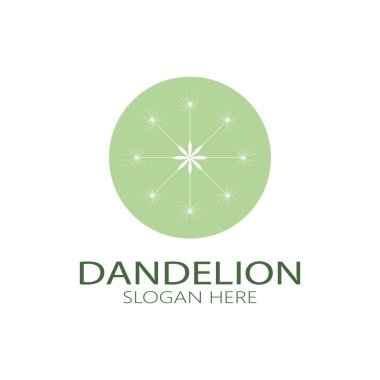 Dandelion flower logo with stem and leaves. Using modern vector concept design symbol icon illustration