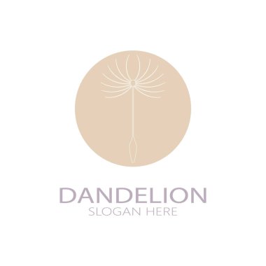 Dandelion flower logo with stem and leaves. Using modern vector concept design symbol icon illustration