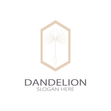 Dandelion flower logo with stem and leaves. Using modern vector concept design symbol icon illustration