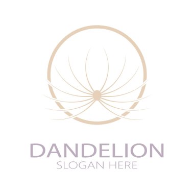 Dandelion flower logo with stem and leaves. Using modern vector concept design symbol icon illustration
