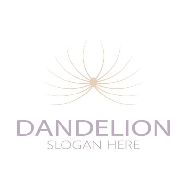 Dandelion flower logo with stem and leaves. Using modern vector concept design symbol icon illustration