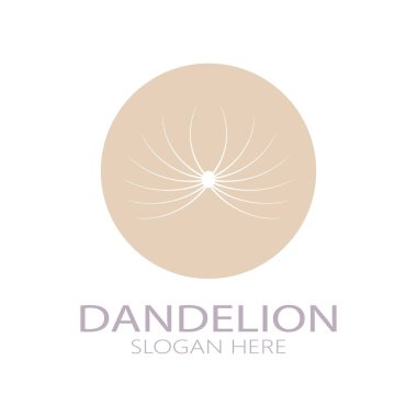 Dandelion flower logo with stem and leaves. Using modern vector concept design symbol icon illustration