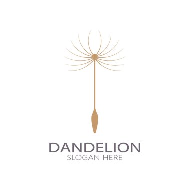 Dandelion flower logo with stem and leaves. Using modern vector concept design symbol icon illustration