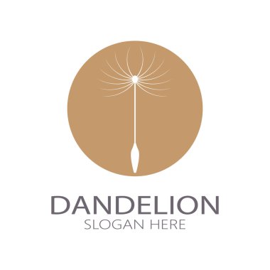 Dandelion flower logo with stem and leaves. Using modern vector concept design symbol icon illustration