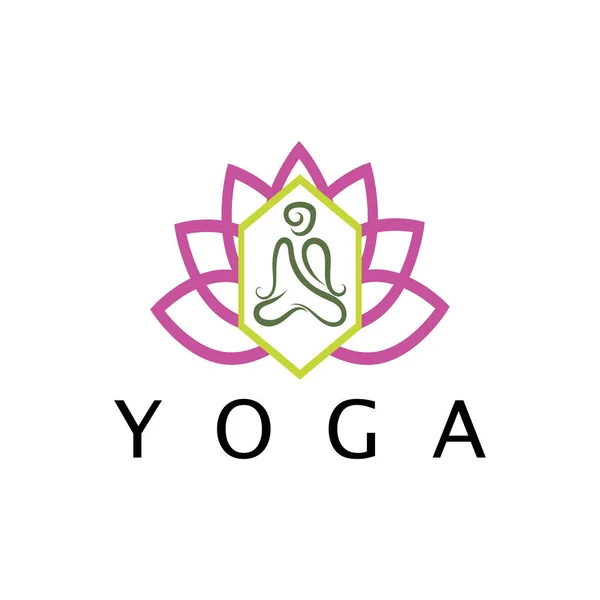 Logo Design People Doing Yoga Symbol Icon Illustration Vector — Archivo Imágenes Vectoriales