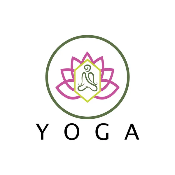 Logo Design People Doing Yoga Symbol Icon Illustration Vector — Vector de stock