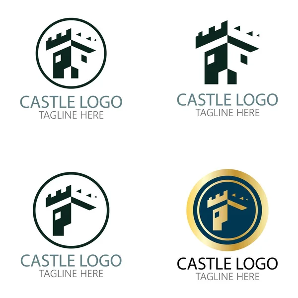 Castelo Logotipo Símbolo Vetor Ilustração Design Modelo — Vetor de Stock