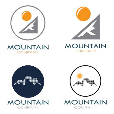 Minimalist mountain and sun logo design in flat colors packed with modern concepts vector illustration