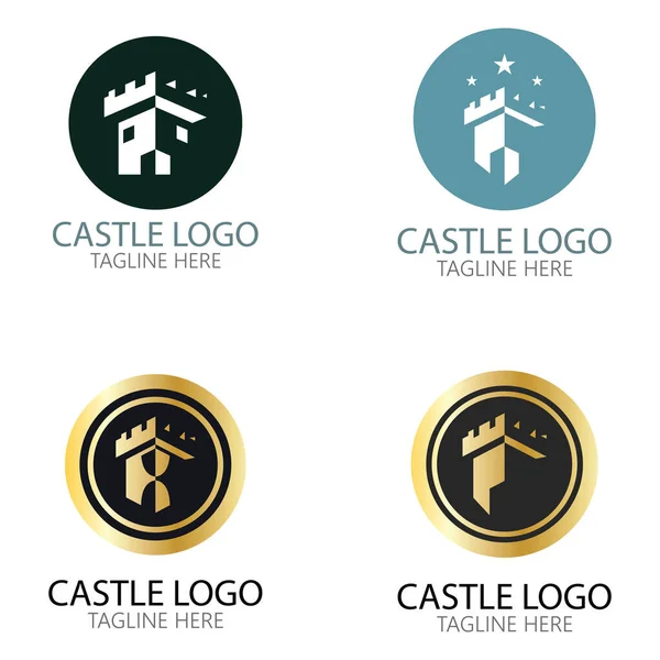 Castelo Logotipo Símbolo Vetor Ilustração Design Modelo — Vetor de Stock
