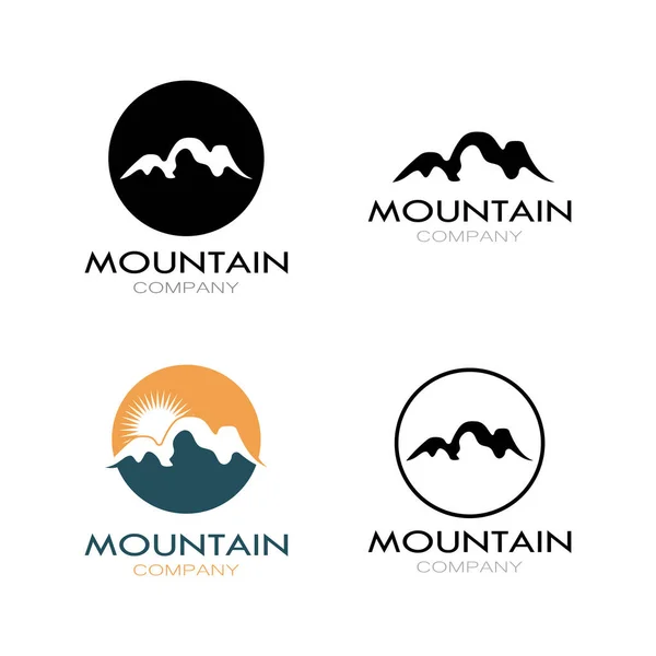 Minimalist Mountain Sun Logo Design Flat Colors Packed Modern Concepts — Stock Vector