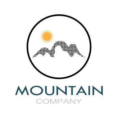 Minimalist mountain and sun logo design in flat colors packed with modern concepts vector illustration