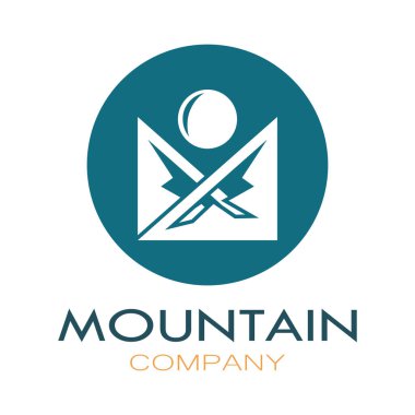Minimalist mountain and sun logo design in flat colors packed with modern concepts vector illustration