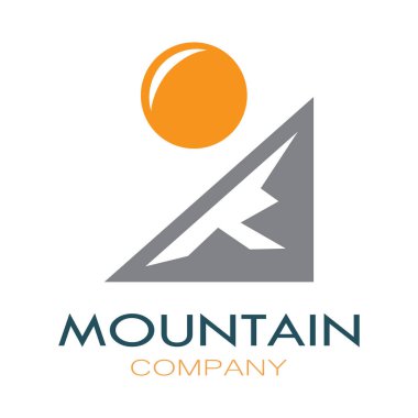 Minimalist mountain and sun logo design in flat colors packed with modern concepts vector illustration