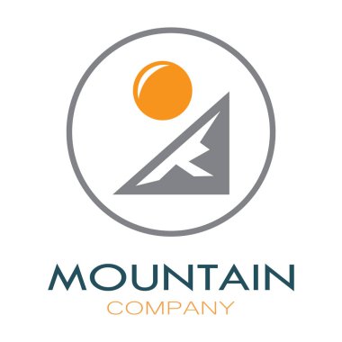 Minimalist mountain and sun logo design in flat colors packed with modern concepts vector illustration