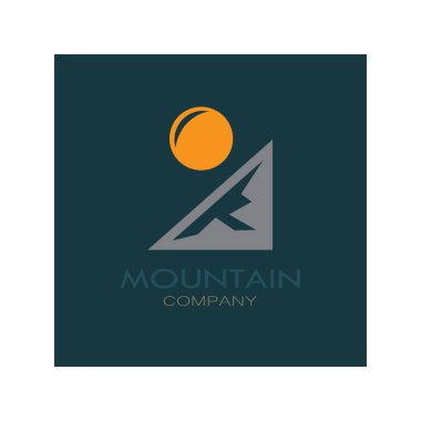 Minimalist mountain and sun logo design in flat colors packed with modern concepts vector illustration
