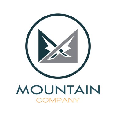 Minimalist mountain and sun logo design in flat colors packed with modern concepts vector illustration