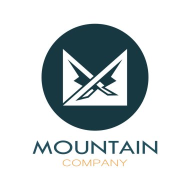 Minimalist mountain and sun logo design in flat colors packed with modern concepts vector illustration