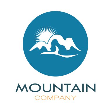 Minimalist mountain and sun logo design in flat colors packed with modern concepts vector illustration