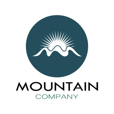 Minimalist mountain and sun logo design in flat colors packed with modern concepts vector illustration