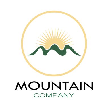 Minimalist mountain and sun logo design in flat colors packed with modern concepts vector illustration