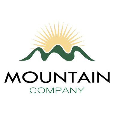Minimalist mountain and sun logo design in flat colors packed with modern concepts vector illustration