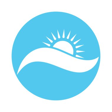 sun and sea waves logo, beach waves, minimalist and simple modern concept with flat colors design template illustration vector