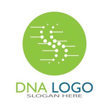 DNA vektör logo tasarım şablonu. Modern medikal logoty.lab bilim simgesi. Renkli farmakoloji işaret vektörü.