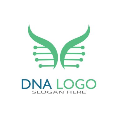 DNA vektör logo tasarım şablonu. Modern medikal logoty.lab bilim simgesi. Renkli farmakoloji işaret vektörü.