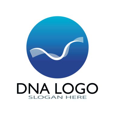 DNA vektör logo tasarım şablonu. Modern medikal logoty.lab bilim simgesi. Renkli farmakoloji işaret vektörü.