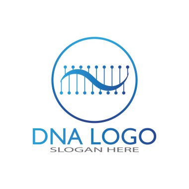 DNA vektör logo tasarım şablonu. Modern medikal logoty.lab bilim simgesi. Renkli farmakoloji işaret vektörü.